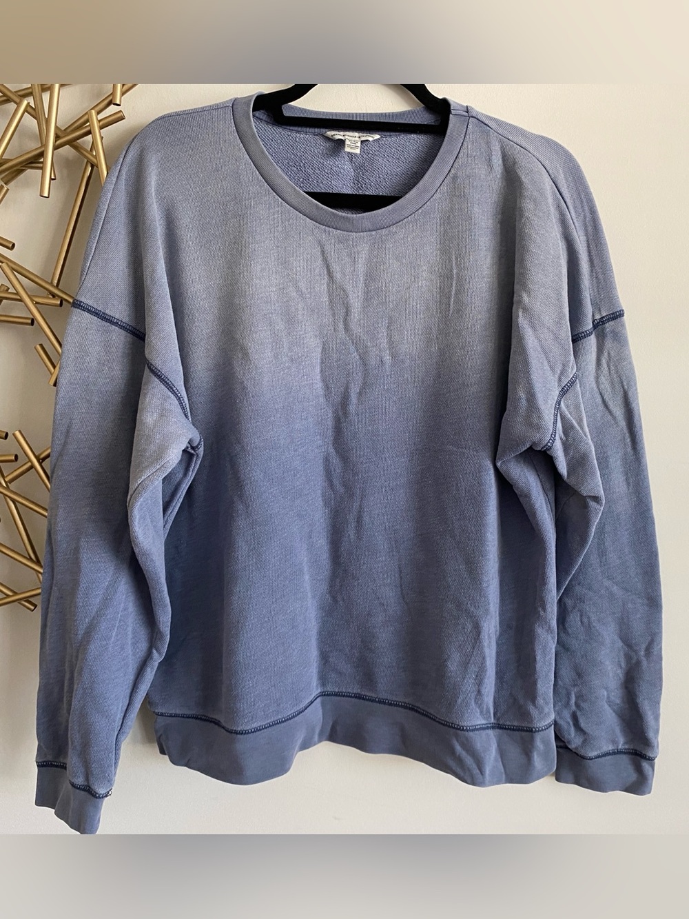 American Eagle Outfitters Faded Blue Terry Long Sleeve Pullover Sweater -Size XL